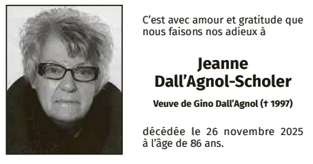 Traueranzeige für Jeanne Dall'agnol-Scholer