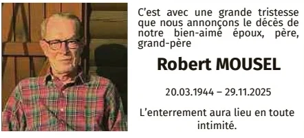 Traueranzeige für Robert Mousel