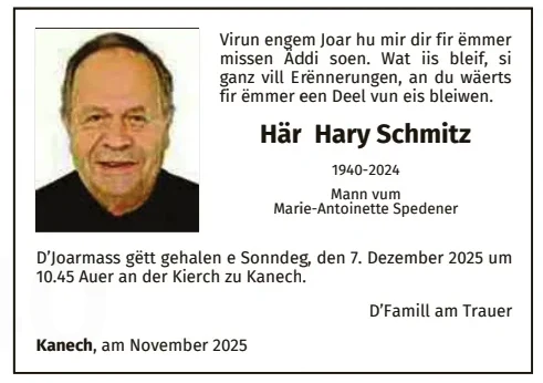 Traueranzeige für Hary Schmitz