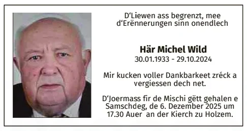 Traueranzeige für Michel Wild