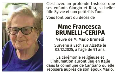 Traueranzeige für Francesca Brunelli-Ceripa