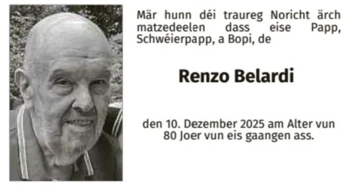 Traueranzeige für Renzo Belardi
