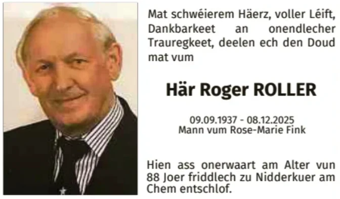 Traueranzeige für Roger Roller