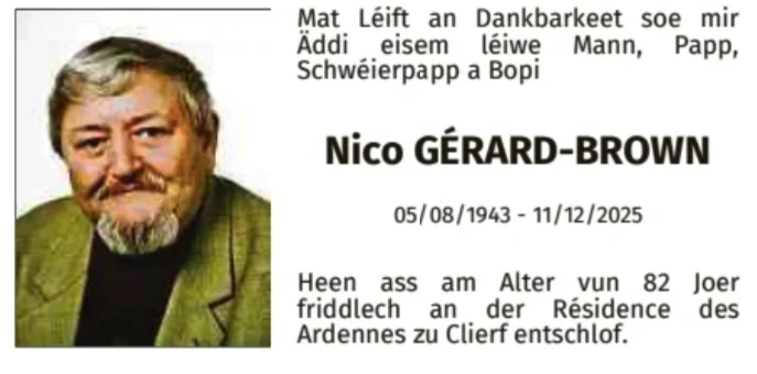 Traueranzeige für Nico Gérard-Brown