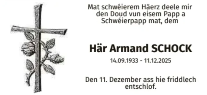 Traueranzeige für Armand Schock