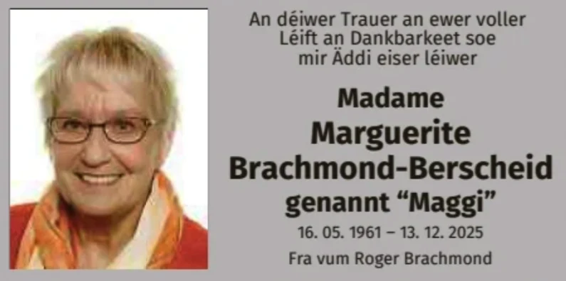 Traueranzeige für Marguerite Brachmond-Berscheid