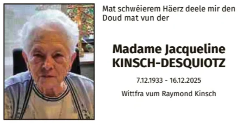 Traueranzeige für Jacqueline Kinsch-Desquiotz