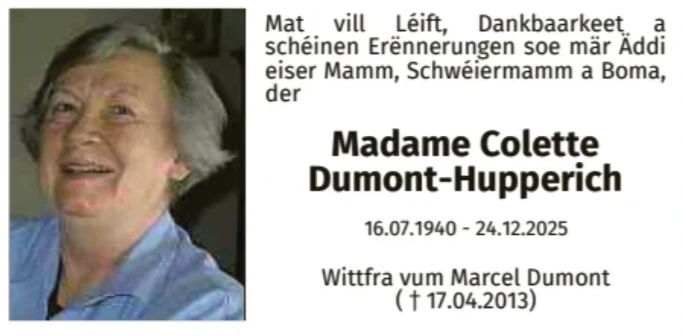 Traueranzeige für Colette Dumont-Hupperich