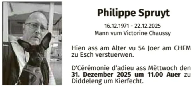 Traueranzeige für Philippe Spruyt