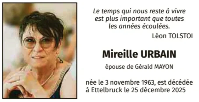Traueranzeige für Mireille Urbain