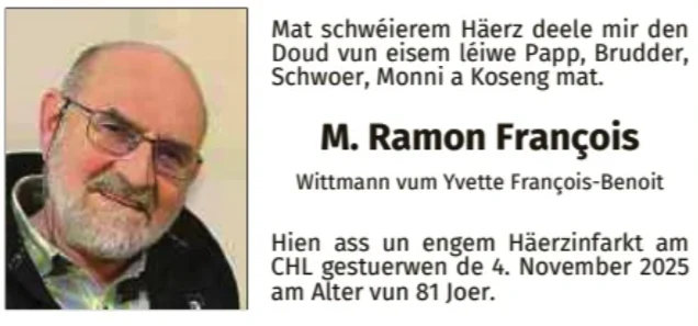 Traueranzeige für Ramon François