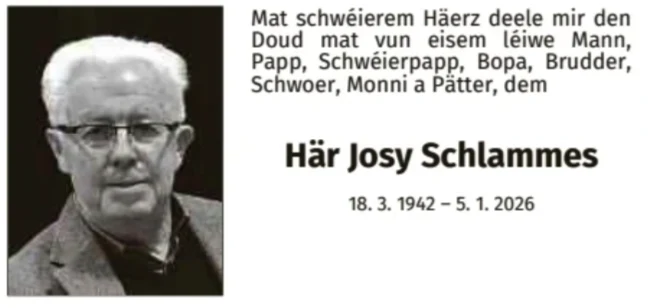 Traueranzeige für Josy Schlammes