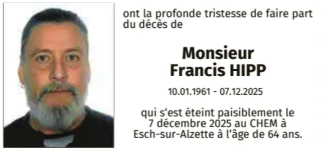 Traueranzeige für Francis Hipp