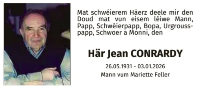 Traueranzeige für Jean Conrardy