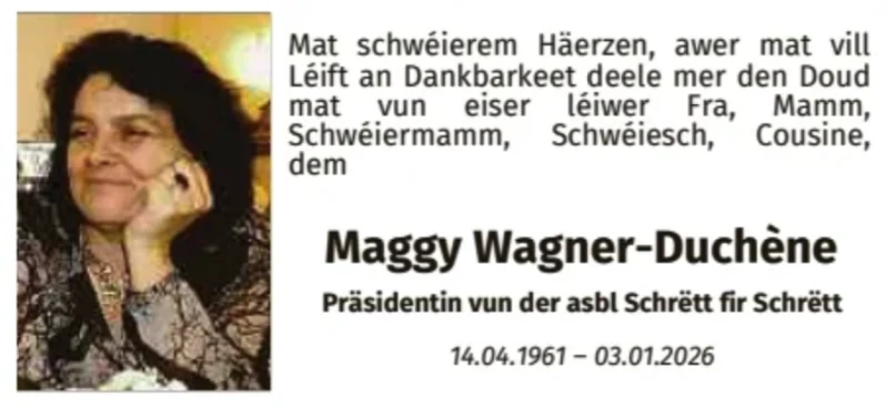 Traueranzeige für Maggy Wagner-Duchène