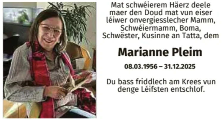 Traueranzeige für Marianne Pleim