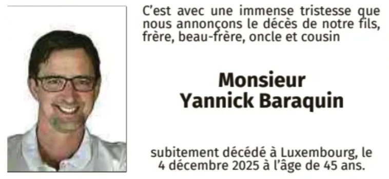Traueranzeige für Yannick Baraquin