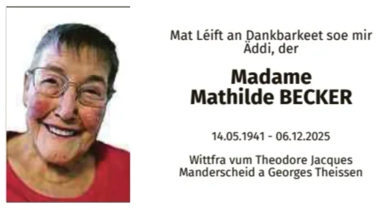 Traueranzeige für Mathilde Becker