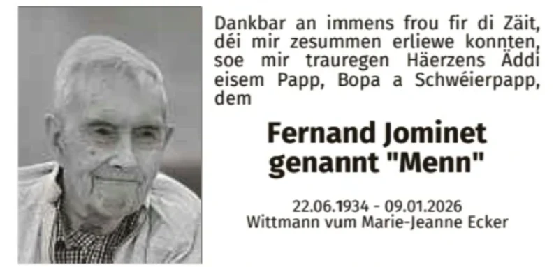 Traueranzeige für Fernand Jominet
