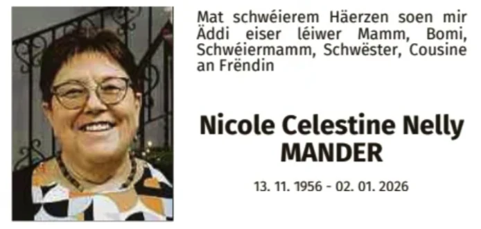 Traueranzeige für Nicole Celestine Nelly Mander