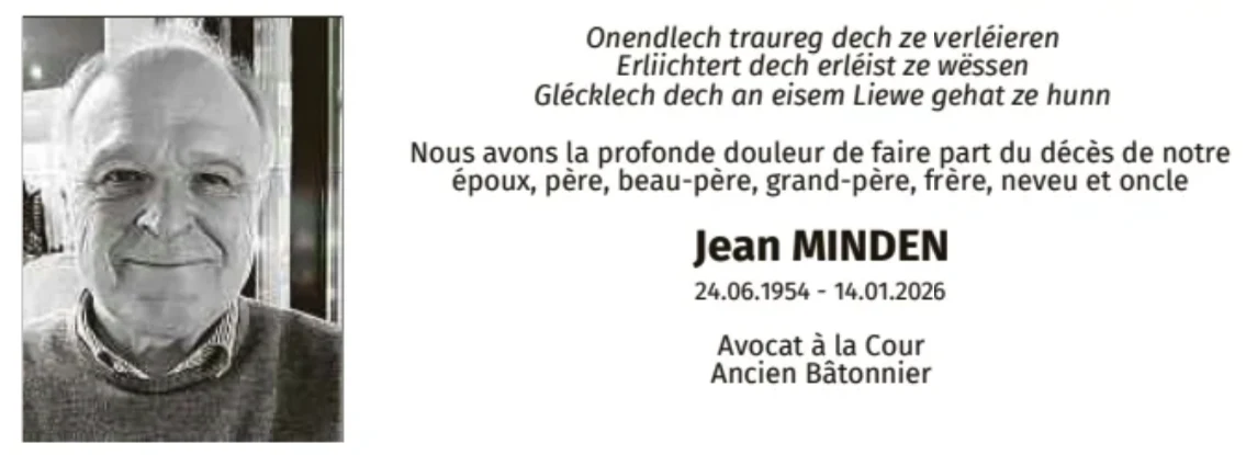 Traueranzeige für Jean Minden