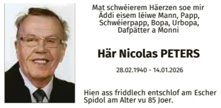 Traueranzeige für Nicolas Peters