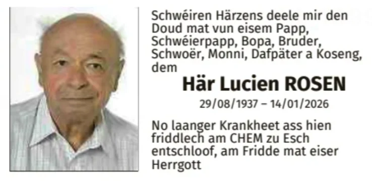 Traueranzeige für Lucien Rosen