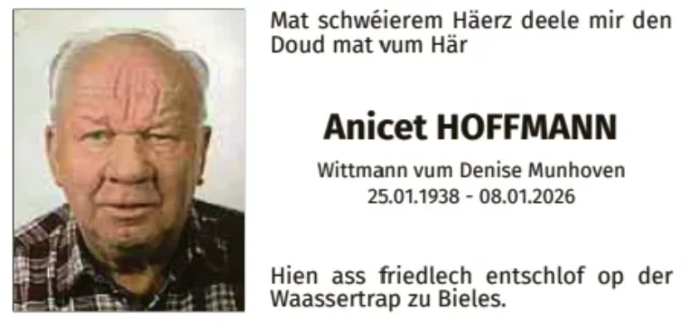 Traueranzeige für Anicet Hoffmann