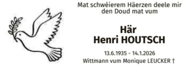 Traueranzeige für Henri Houtsch