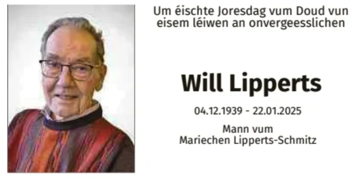 Traueranzeige für Will Lipperts