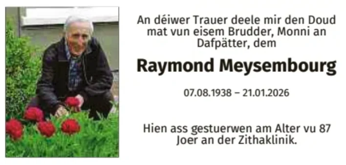 Traueranzeige für Raymond Meysembourg