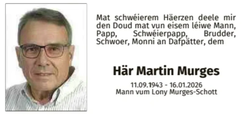 Traueranzeige für Martin Murges