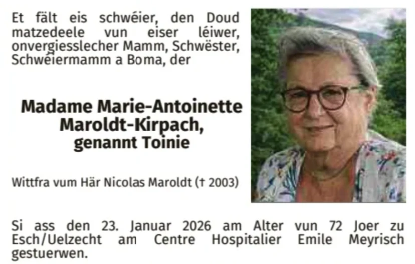 Traueranzeige für Marie-Antoinette Maroldt-Kirpach