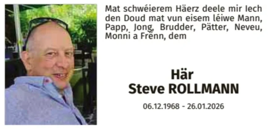 Traueranzeige für Steve Rollmann