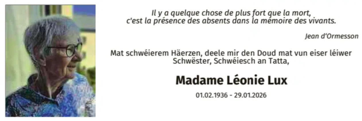 Traueranzeige für Léonie Lux